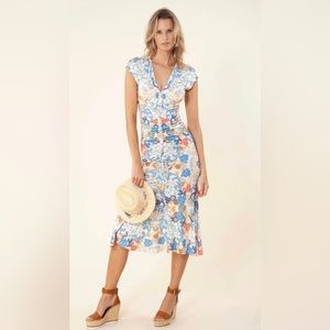 Izidora Ruched Cap Sleeve Jersey Dress